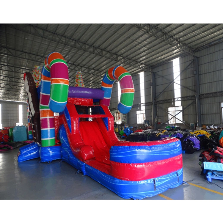 Pastel Rainbow Inflatable Candy Land Bouncer Bounce House