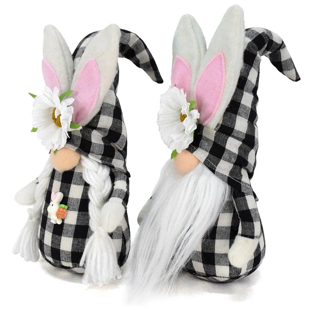 Décor de bac échelonné cadeaux des fêtes de lapins nains lapin noir en tissu