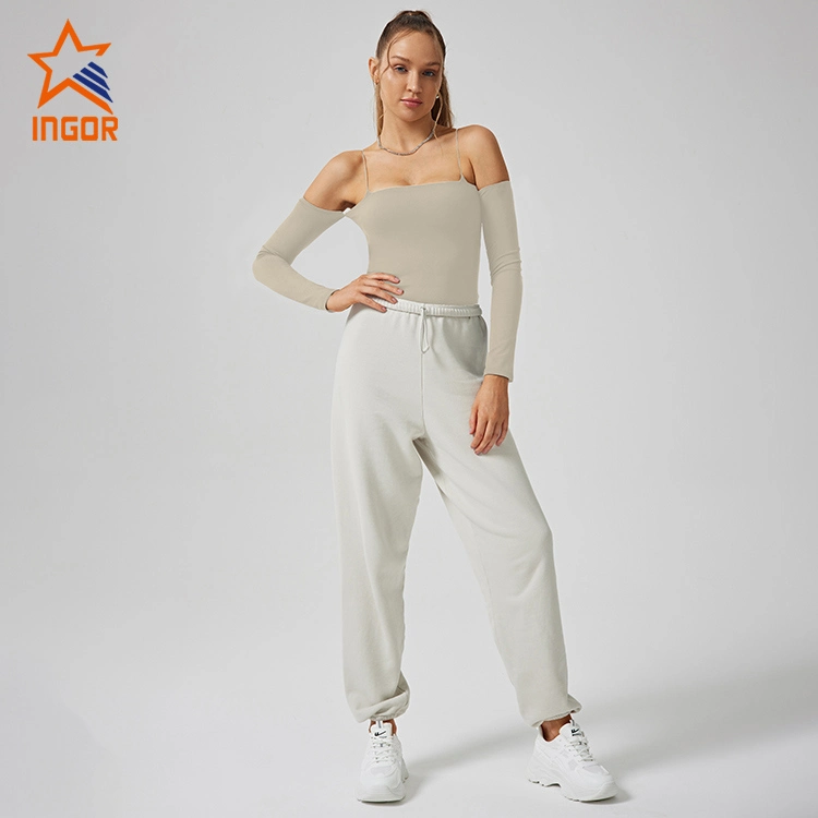 Ingor Sportswear Activewear Clothing Manufacturers Custom Women Long Sleeve T Shirt & Sweatpants Jogger Pants Women Apparel