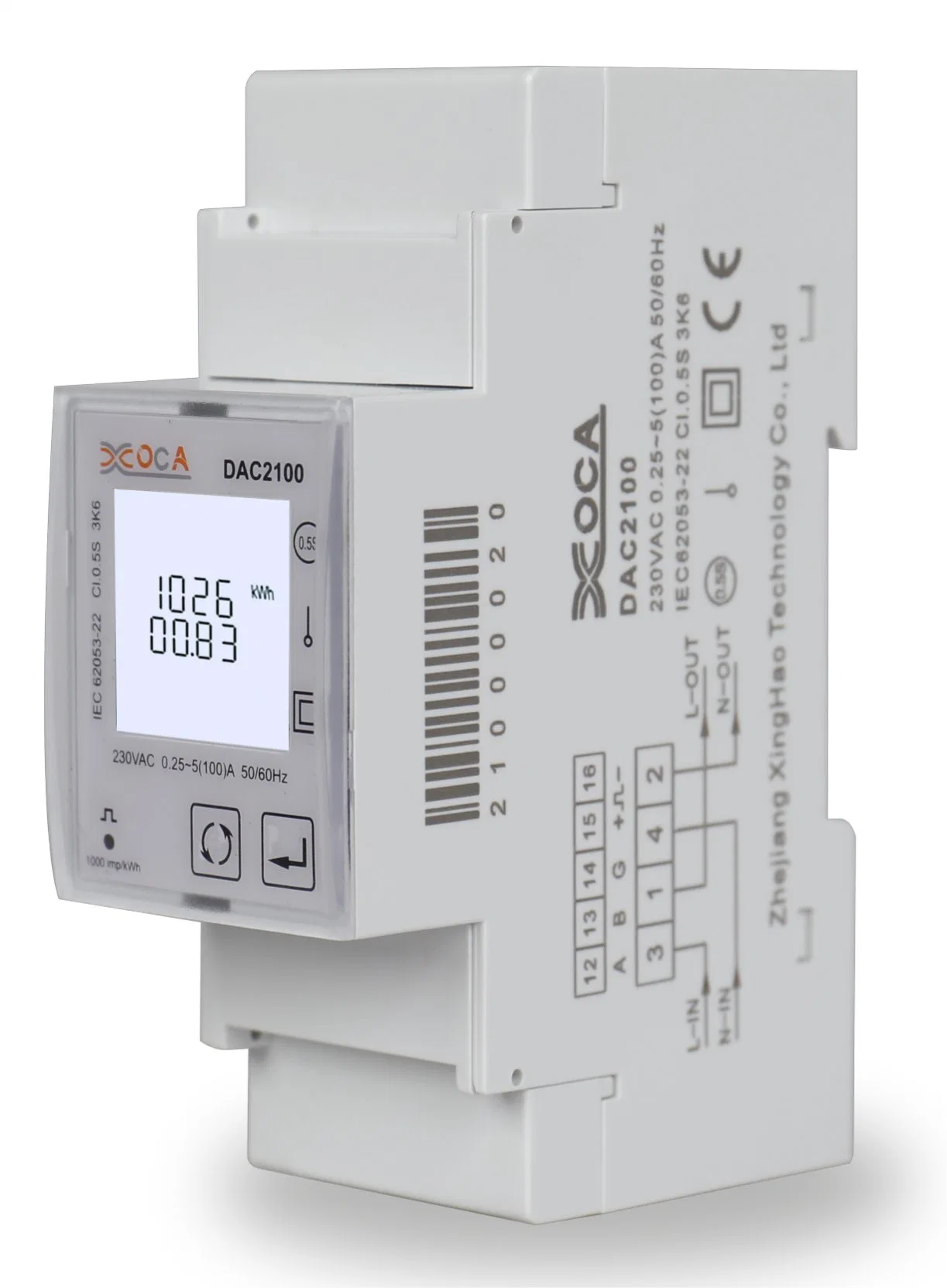 Dac2100 DIN Rail Single Phase Modbus Smart Electric Energy Meter