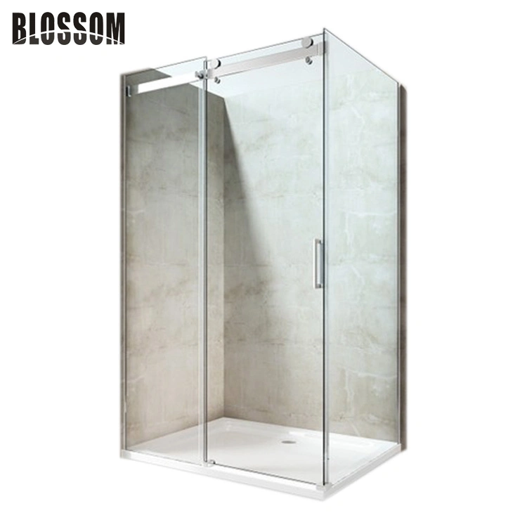 Bathroom Sliding Door Tempered Glass Frameless Room Rectangle Shower Enclosure