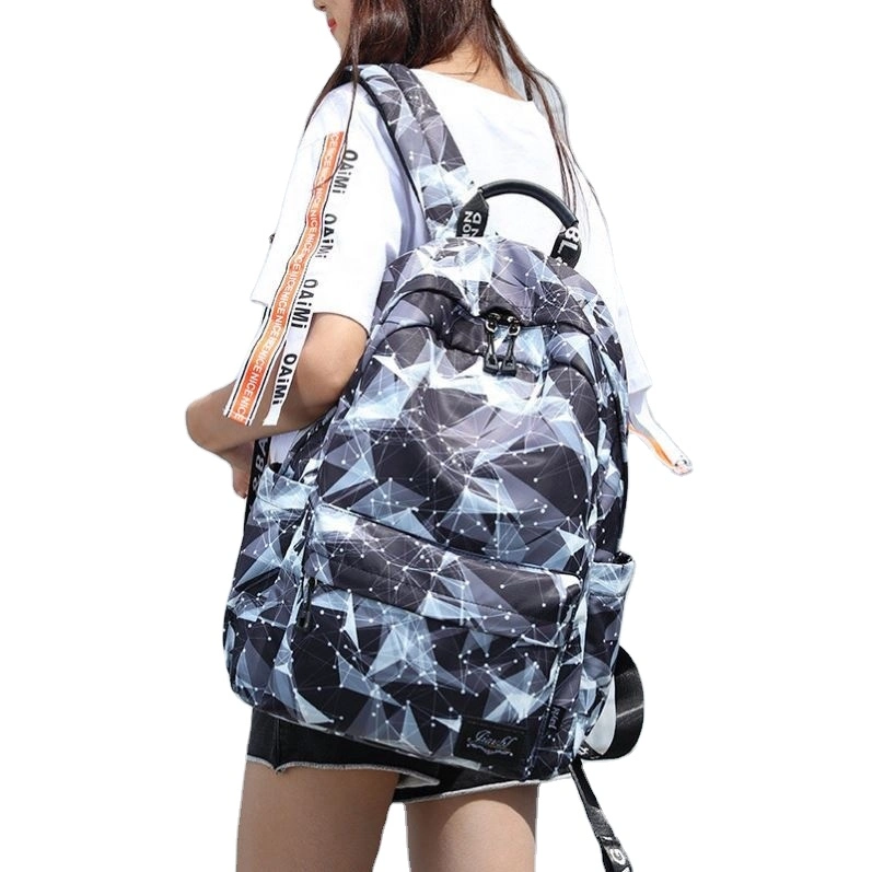 BSCI OEM Factory Supply Big Capacity Fashion Printing Nylon Campus Outdoor Leisure Backpack