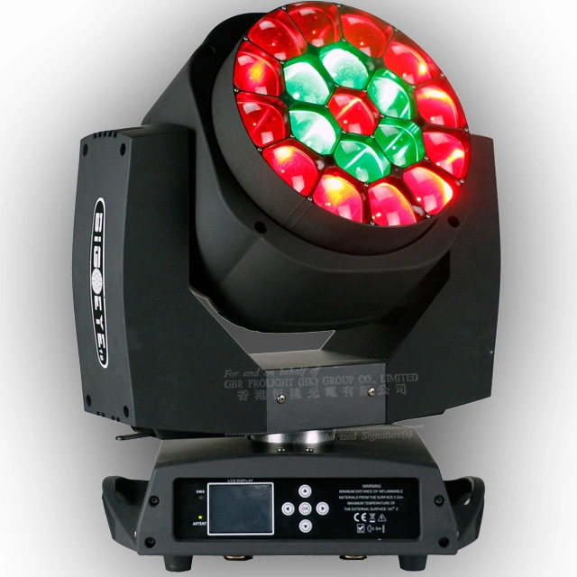 Gbr Beam+laver +FX 4en1 19pcs 15W grand les yeux de l'Abeille Beam LED Zoom de la tête mobile