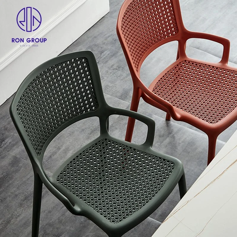 Modern PP Plastic Stackable Restaurant Furniture Colorful Dining Chair with Armrest