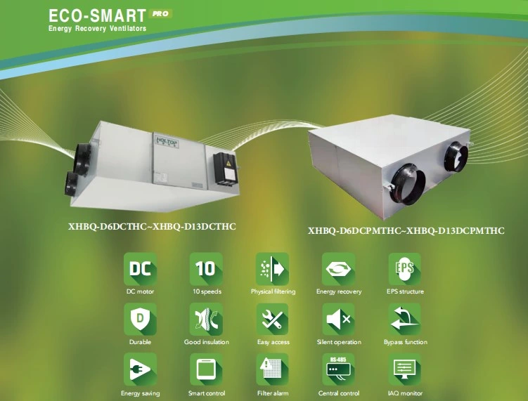 800CMH Hrv/Erv Light Commercial Heat/Energy Recovery Ventilation System Units, Recuperation