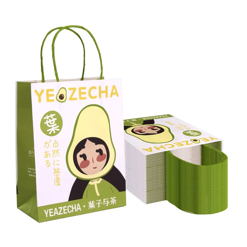 Green Kraft Paper Bag for Takeout Tea Drinks with Your Own Logo