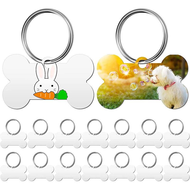 Colgante para mascotas personalizado Doble cara transferencia de calor Blanco Keychain etiqueta de perro Etiqueta de categoría