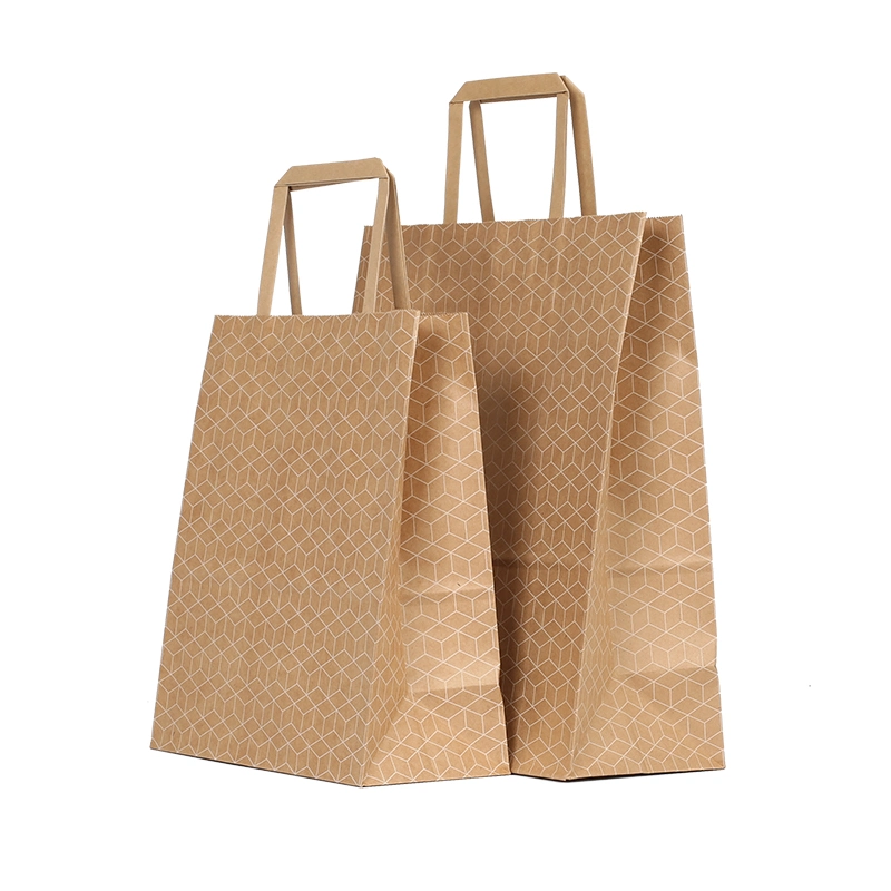 Amazom Shopping Bags Bulk Grocery Disposable Private Label Flat Handle Kraft Paper Bag Craft Paper Bags with Handles