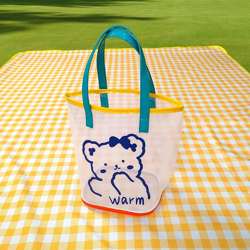 2021 New Transparent PVC Large Capacity Wash Bag Cartoon Holiday Swimming Beach Bag Jelly Bag