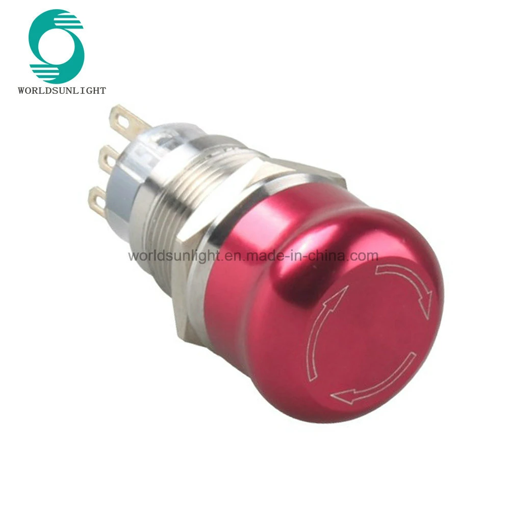 19mm Metal Latching Contact Lockout Waterproof Emergency off on Mushroom Head Stop Push Button Switch