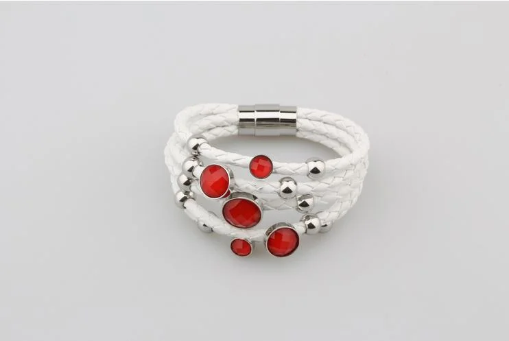 Fashion Genuine Leather Bangle with Stainless-Steel Accessories Decoration for Women (CFLDBL003)