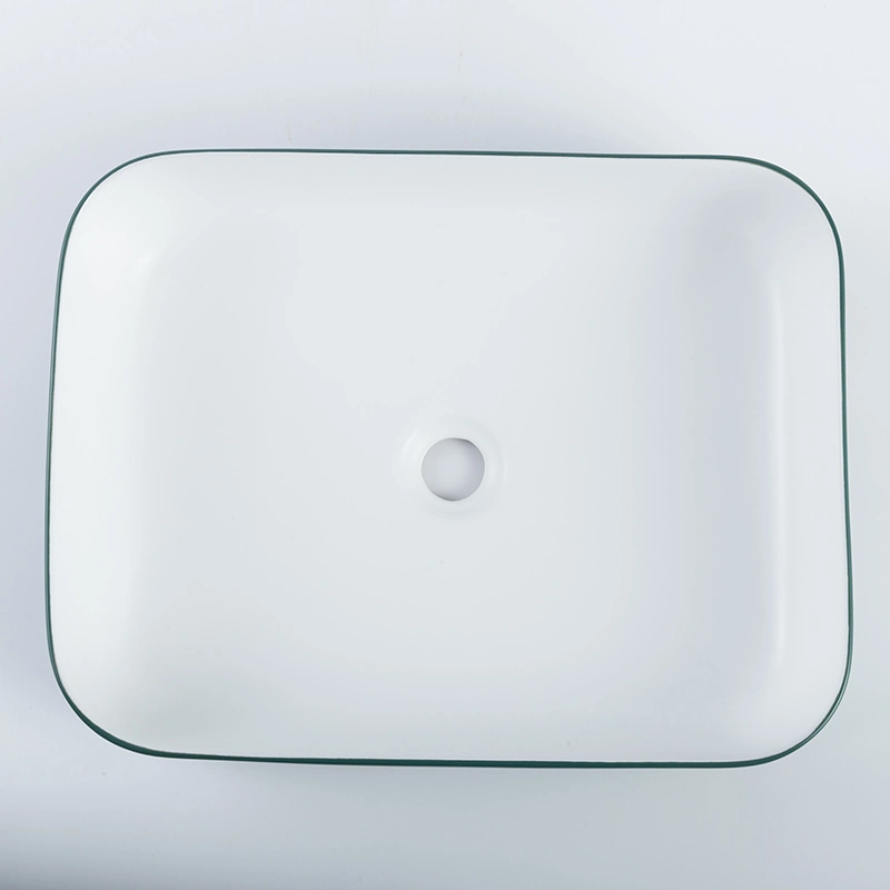 Prix compétitif Guangzhou salle de bain évier rectangulaire blanc vert comptoir Lave-mains sanitaire