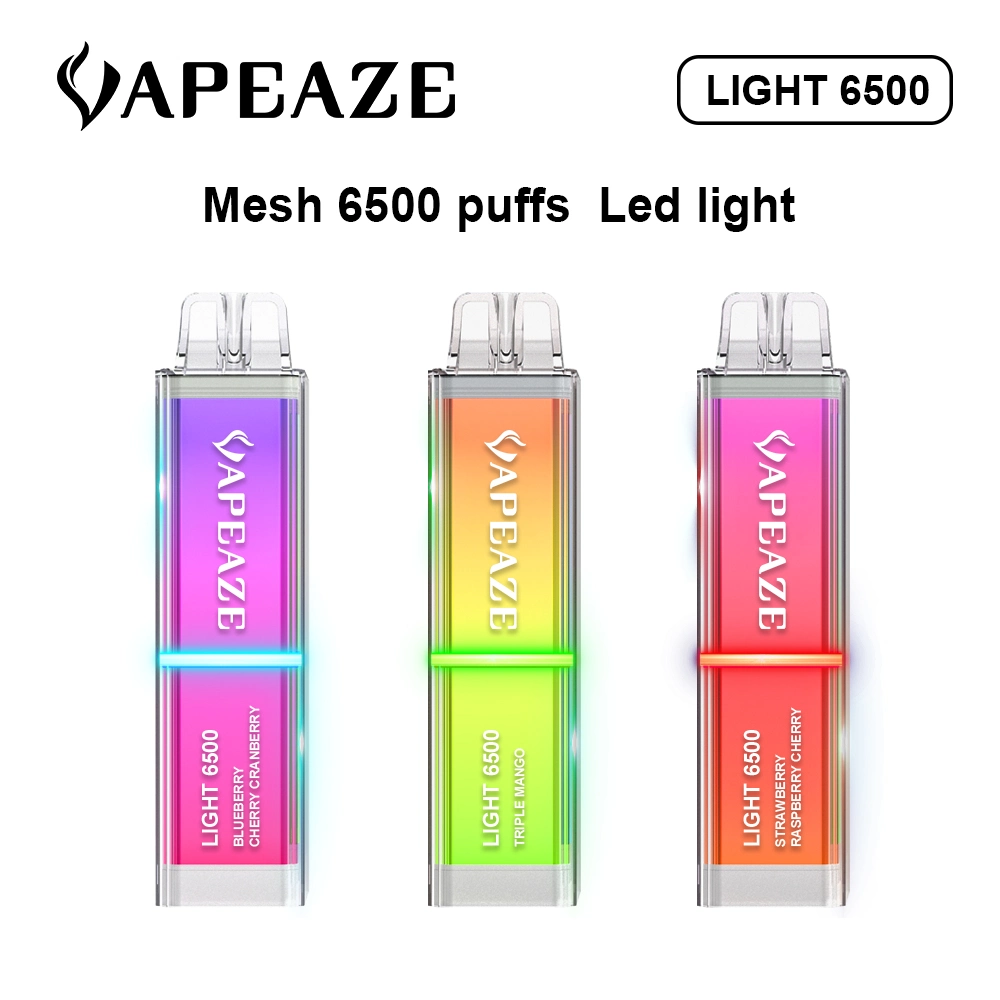 2023 Горячая продажная заводская цена сразу одноразовый E-Cig RGB Light 6500 Наушники с индивидуальным дизайном 550 мА/ч Встроенный аккумулятор красивый светодиодный светильник Vape