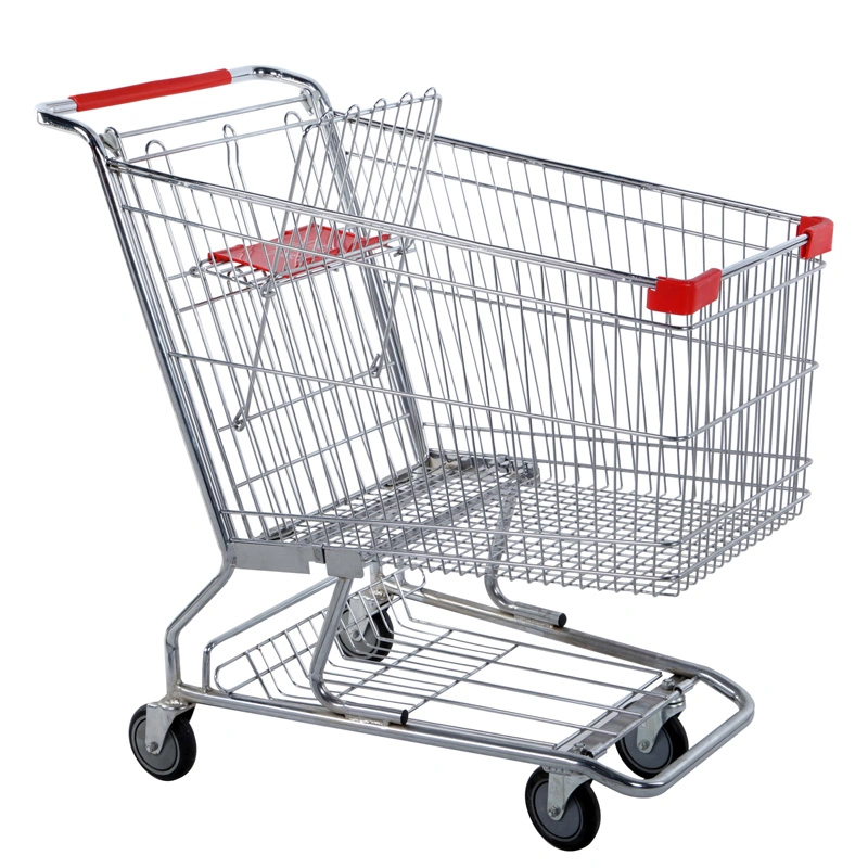 Fashion Design Chrome Metal Supermarket Store Shopping Trolley