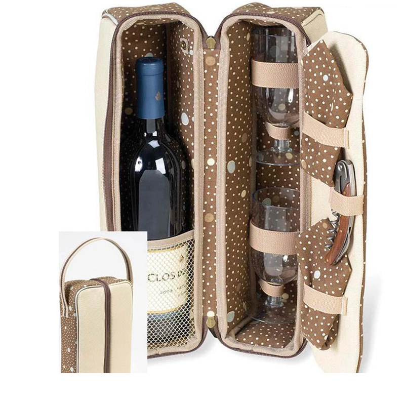 Ea268 4 Wine Bottle Bags tote Carrier Insulated Purse Custom Logo Box Leather Gift for Travel Wine Cooler Bag