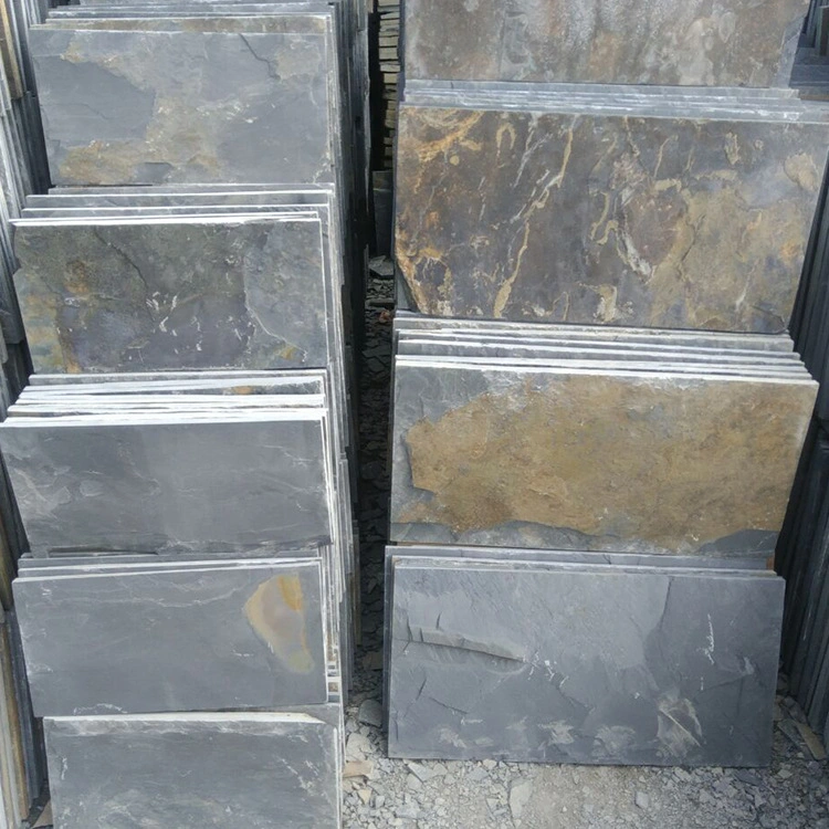 Natural Black Slate Quartz Stone Cultural Roofing Stone Interior Floor Tiles