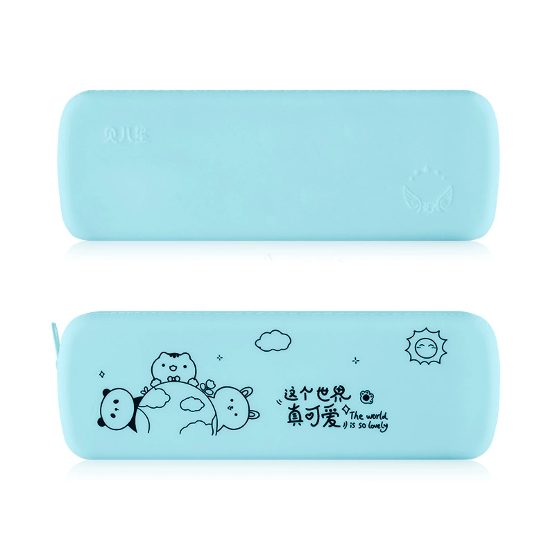 New Creative Printable Pattern Children&prime; S Silicone Graffiti Pencil Bag Students Writing Stationery Box Drawing Cartoon Washable Silicone Pencil Cases