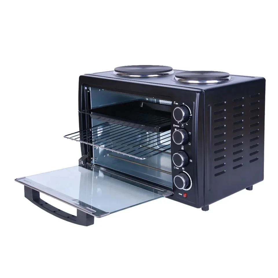 Horno de convección eléctrica multifunción 45L Home Countertop con caliente Plato Horno de pizza Horno eléctrico