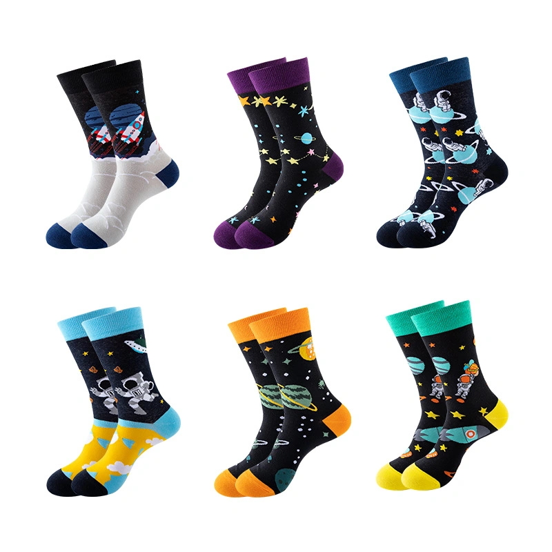 New Creative MID-Tube Starry Sky Animal Men's Street Trend Socks