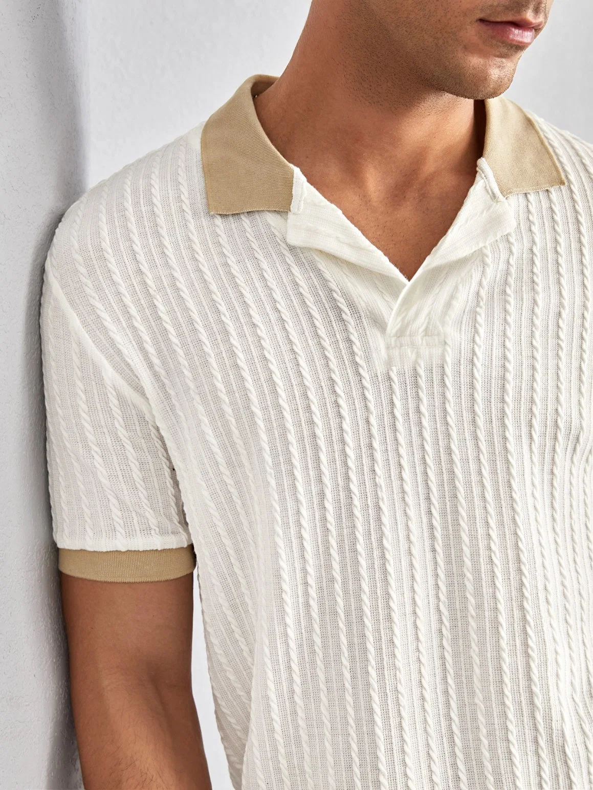 Оптовая торговля Китая дешевые мужчин Контрастная отделка текстурированные рубашки поло OEM на заказ печати вышивкой логотипа летние рубашки поло для мужчин