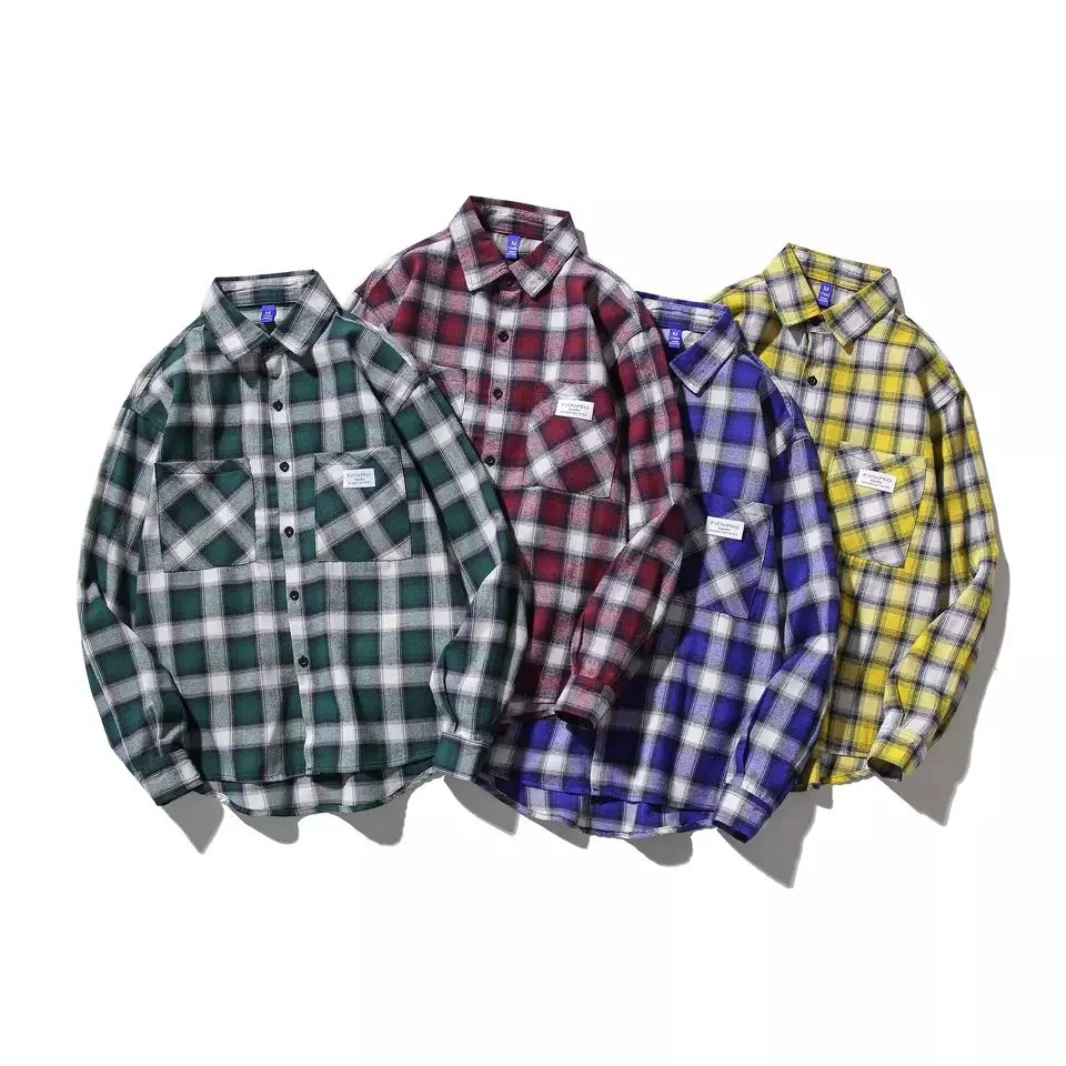 Fashion Thrift Ropa Ladies Casual Wear Long Sleeve Men Plaid Flannel Shirts Branded Used Clothes for Free Shipping