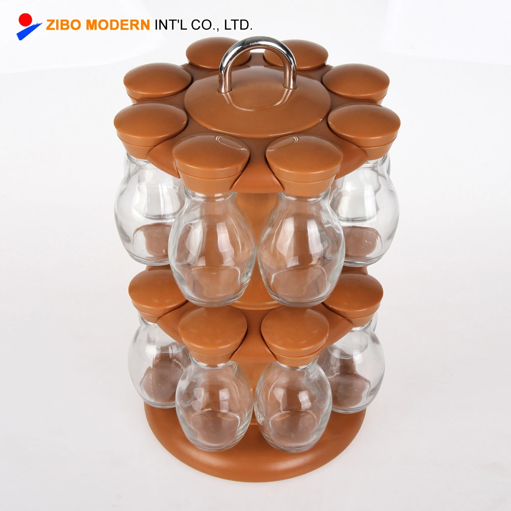 En gros LA ROTATION CARROUSEL renouvelable claire l'Assaisonnement en Plastique Bouteille d'épice Cuisine Spice Rack