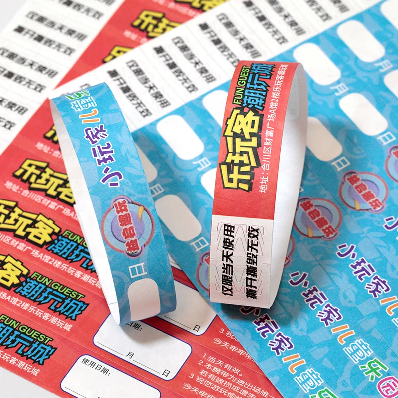 Custom Printed Event Party Bracelet Personalized Tear Resistant Waterproof Disposable Wristband