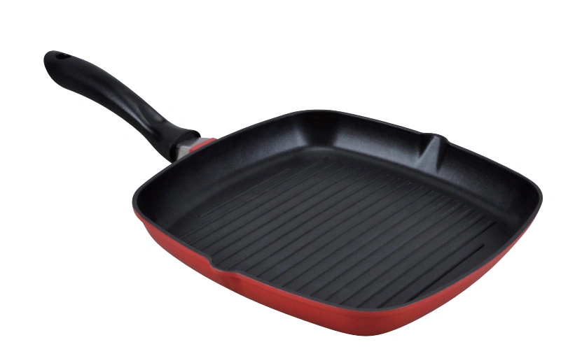 Cozinha panelas Red Aluminium Fry panelas Grill Pizza Pan Square