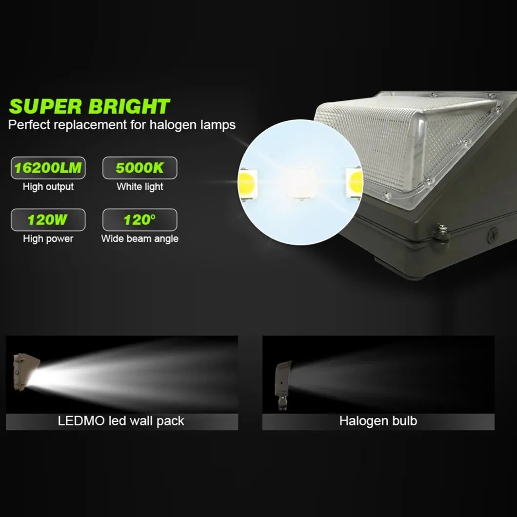 Alva / OEM Outdoor 90W LED Wall Pack Light with Dusk-to-Dawn Photocell