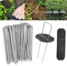 100pcs el Césped Artificial Césped U pasadores de acero en forma de espigas de estacas de malas hierbas de jardín vallado terreno