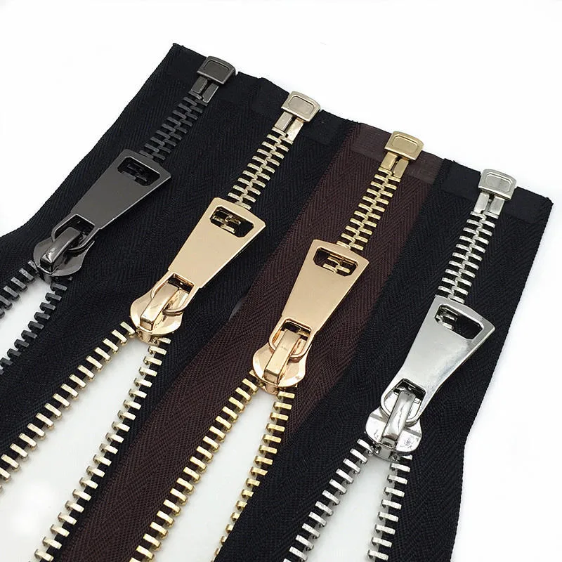 Customized Metal Zipper 5# Copper Ordinary Teeth Metal Zipper for Pants Leather Jacket Coat and Shoes