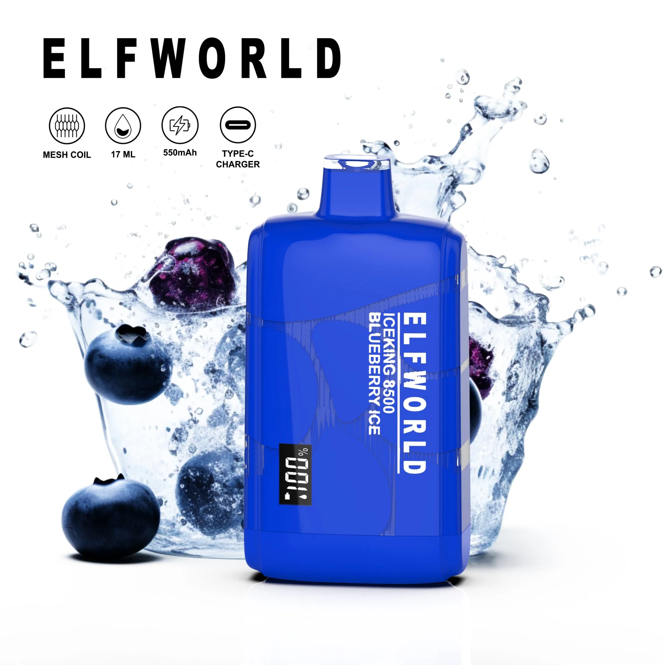 Elfworld Iceking 8500 pantalla OLED inteligente Pura sabor Multi-sabores perdidos VAPE Box Big Cloud Crystal desechable VAPE 6500 7500 9000 10000 fábrica de Puff