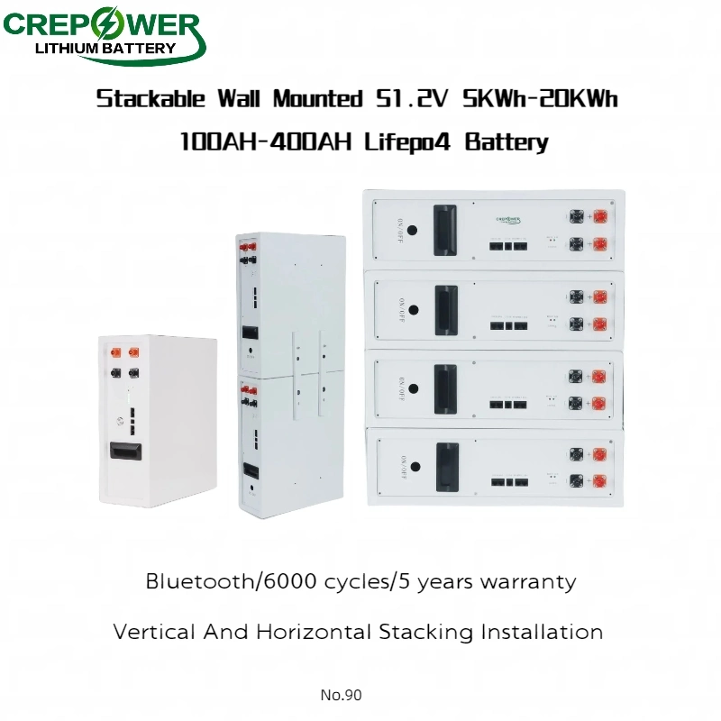 Grade a 48V 51.2V 100ah LCD Display Solar LiFePO4 Storage Lithium Battery