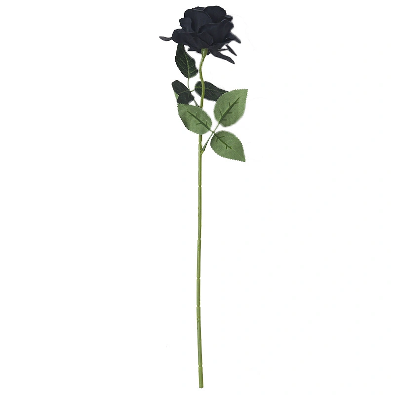 Nueva Venta caliente sola Rosa Negra Bulk de la boda de seda decorativa Flores artificiales de la flor de la tarta de rosa en bulto