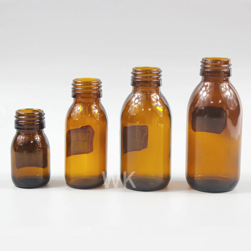 60ml 125ml 100ml Amber Syrup Glass Bottle with Tamper Proof Cap CRC Cap