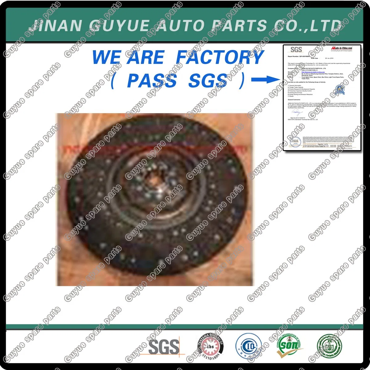 Chinese Heavy Truck Az9725160020 Clutch Disc Sinotruk HOWO Auto Spare Parts