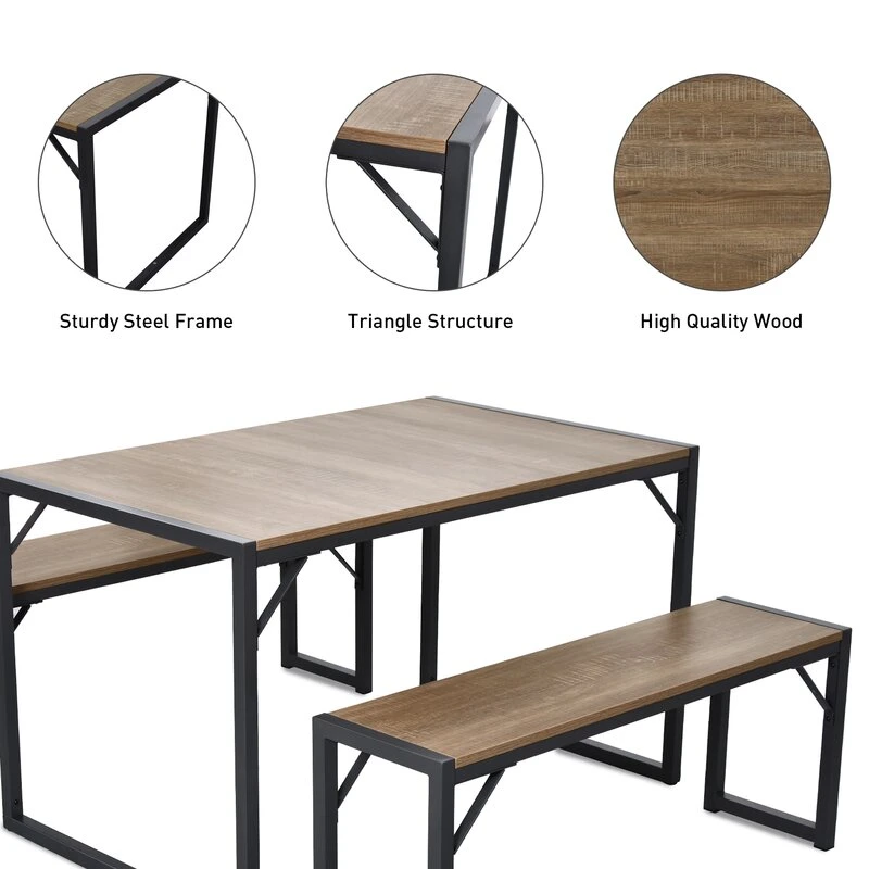 Factory Cheap Wholesale/Supplier Wood Dining Tables and Chairs Sets with Metal Legs Dining Room Set