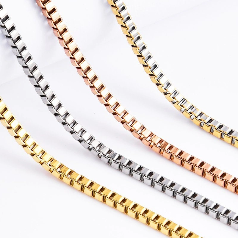 Pulsera de collar de acero inoxidable con cadena de caja bañada en oro Diseño de Joyas de Moda