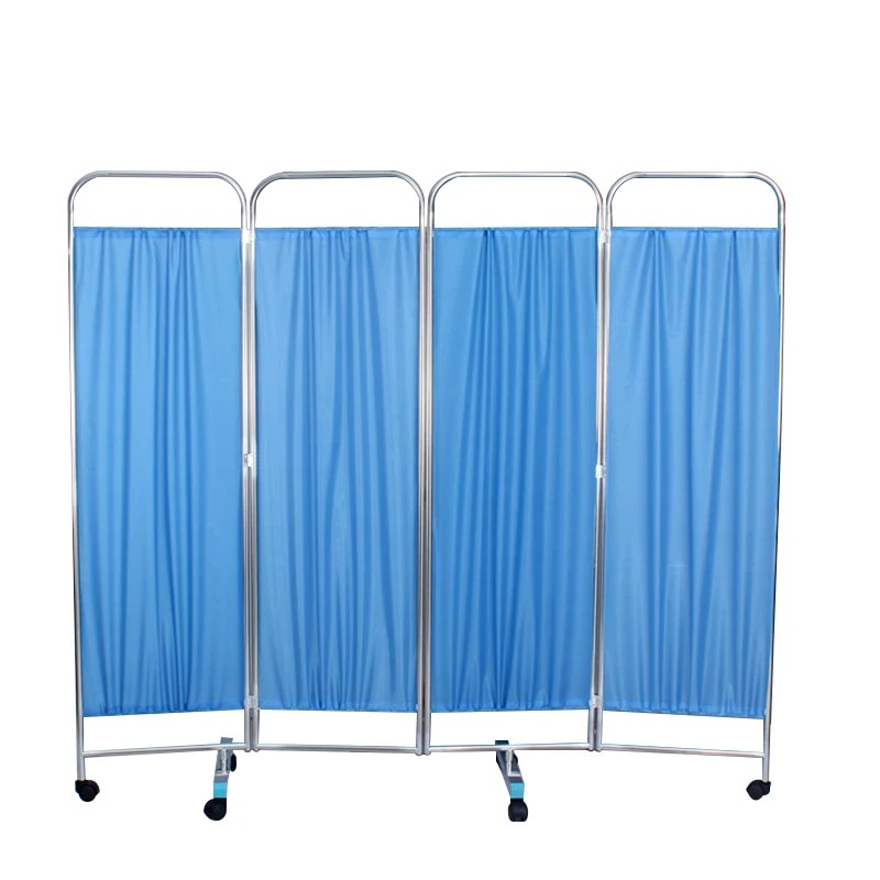 Economic Hospital Furniture Bed Curtain Stainless Steel Foldable Ward Screen with Casters