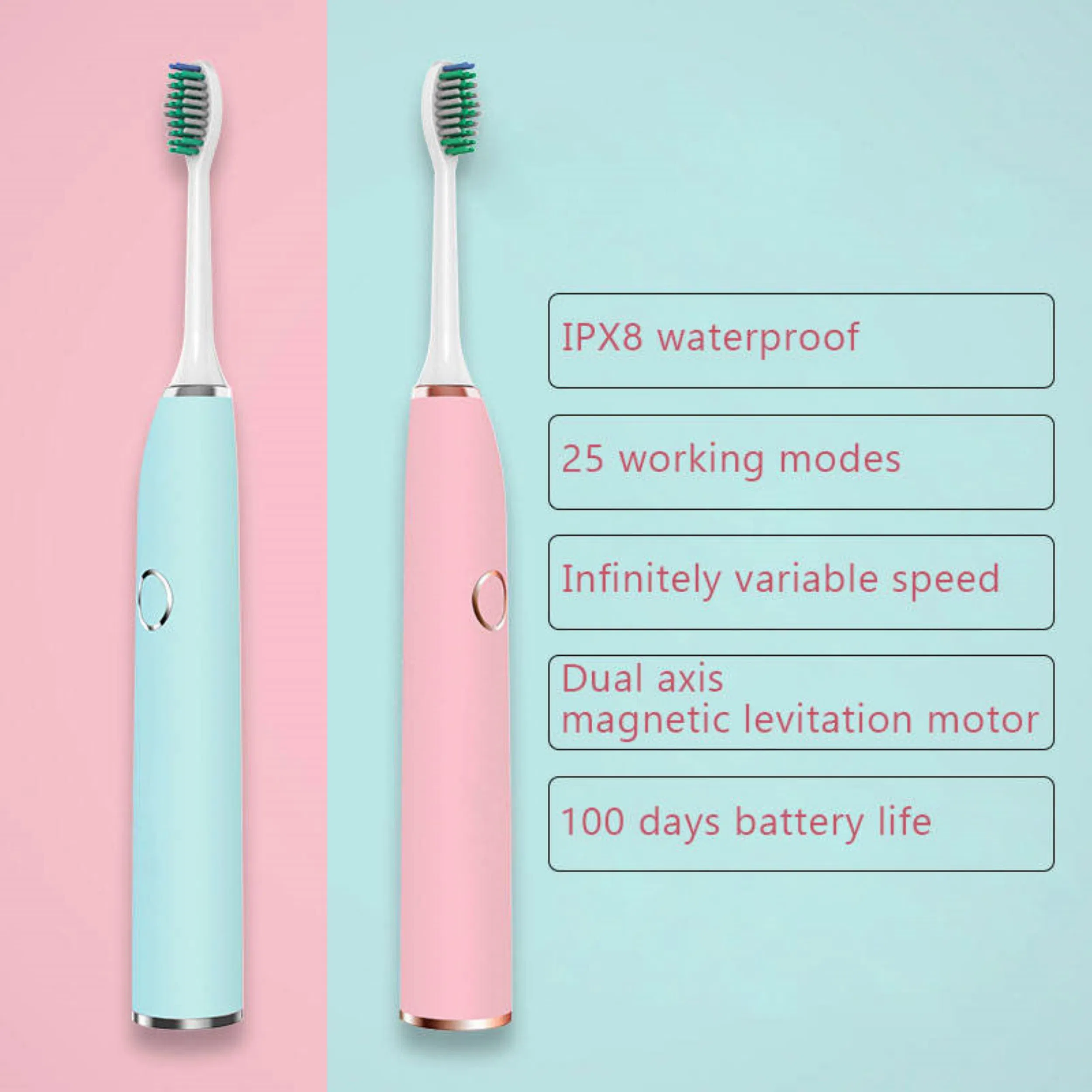 6 modes de nettoyage en profondeur de gros Smart Sonic brosse à dents électrique pour adulte