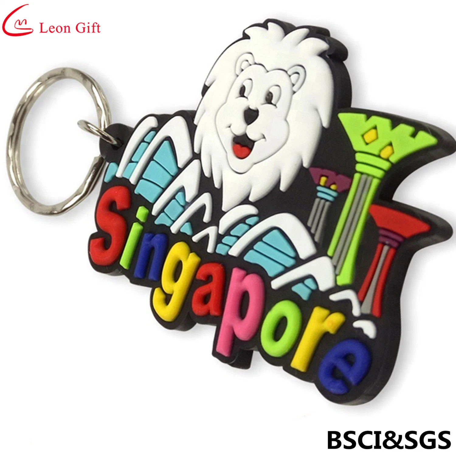 Custom Logo Souvenir Schlüsselanhänger Zubehör Cartoon Animation PVC Leder Schlüsselanhänger Aus Acryl-Metall