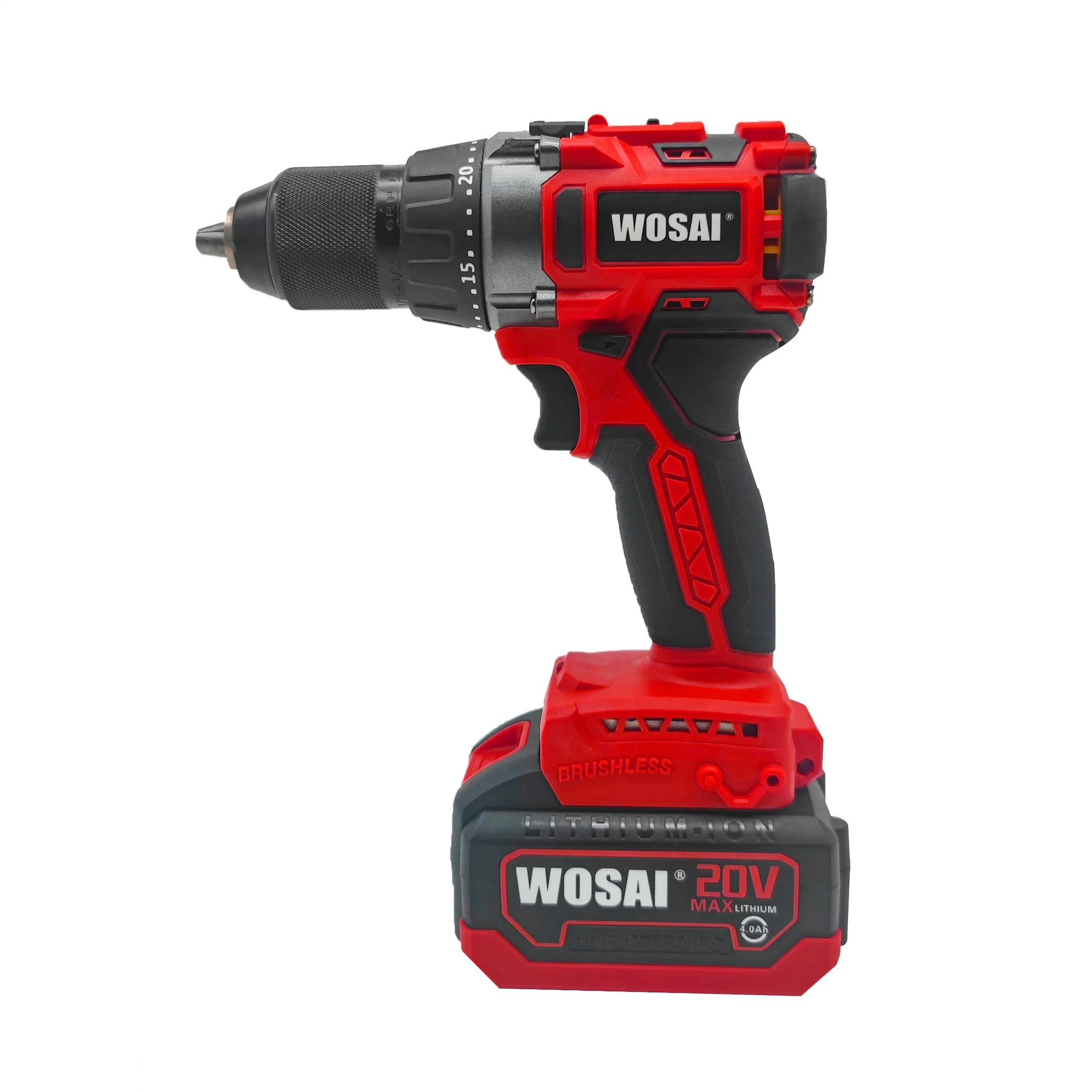 Wosai 20V Brushless Cordless Power Tools Hand Lithium-Ion Battery Heavy Duty 13mm Drill