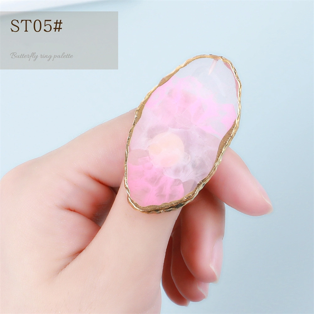 Net Red Japanese Resin Agate Piece Ring Palette Manicure Light Glue Painted Smudge Display Gold-Plated Gold Display Board