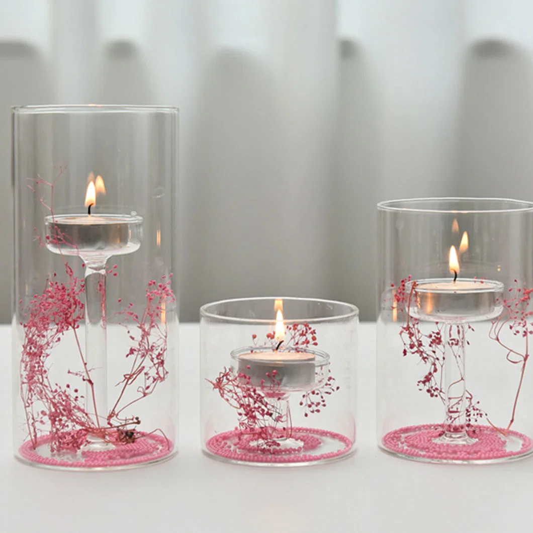 Europäische Zylinder Glas Kerzenständer Öl Lampe Windproof Kerzenständer Romantic Candle-Light-Dinner-Geschenk Kreative Dekoration
