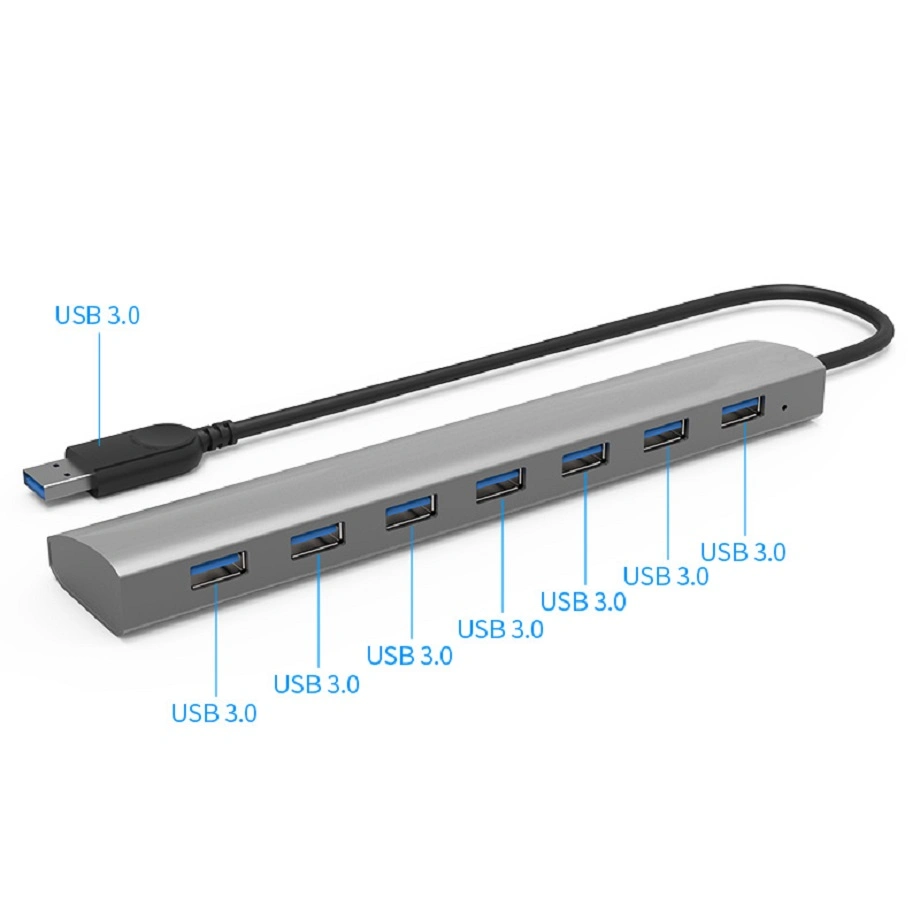 7-Port USB3.0 Aluminum Hub with Power Adapter