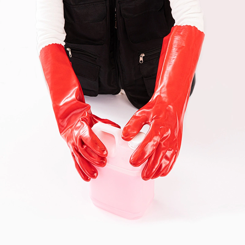 Black PVC Latex Frosted Gloves Extended 65 Cm Uniform Size Gloves Protection Supplies Oil Proof Gloves