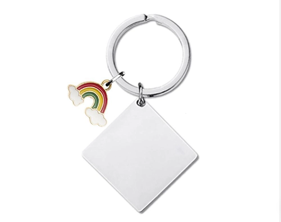 Llavero de metal Nueva Square accesorio material en blanco Regalo de vacaciones Grabado de metal