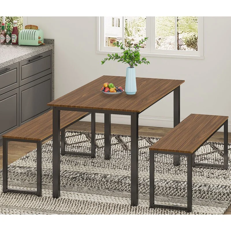 Home Restaurant Furniture Metal Frame Rectangular Desk and Chair Set