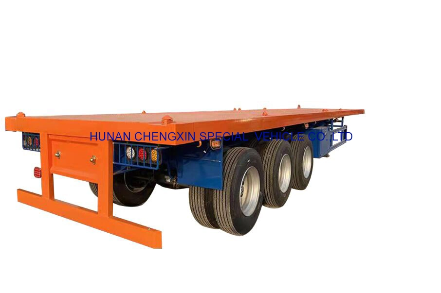 Tri-Axles 20ft Flatbed Shipping contenedor de carga cama plana Semi Traile