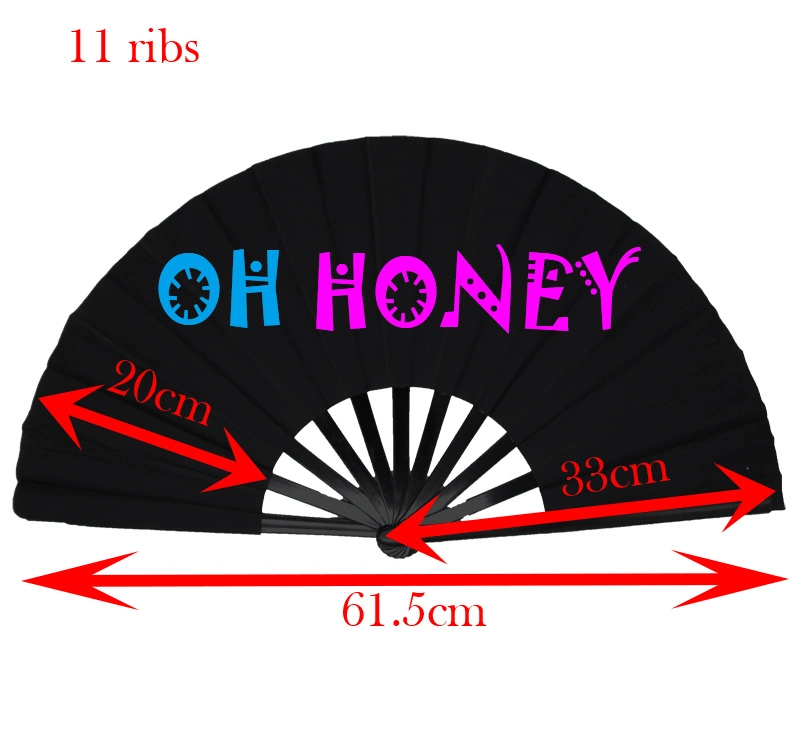 Factory Supply Custom Large Kongfu Hand Fans Party Printed Folding Fan with Stain Fabric